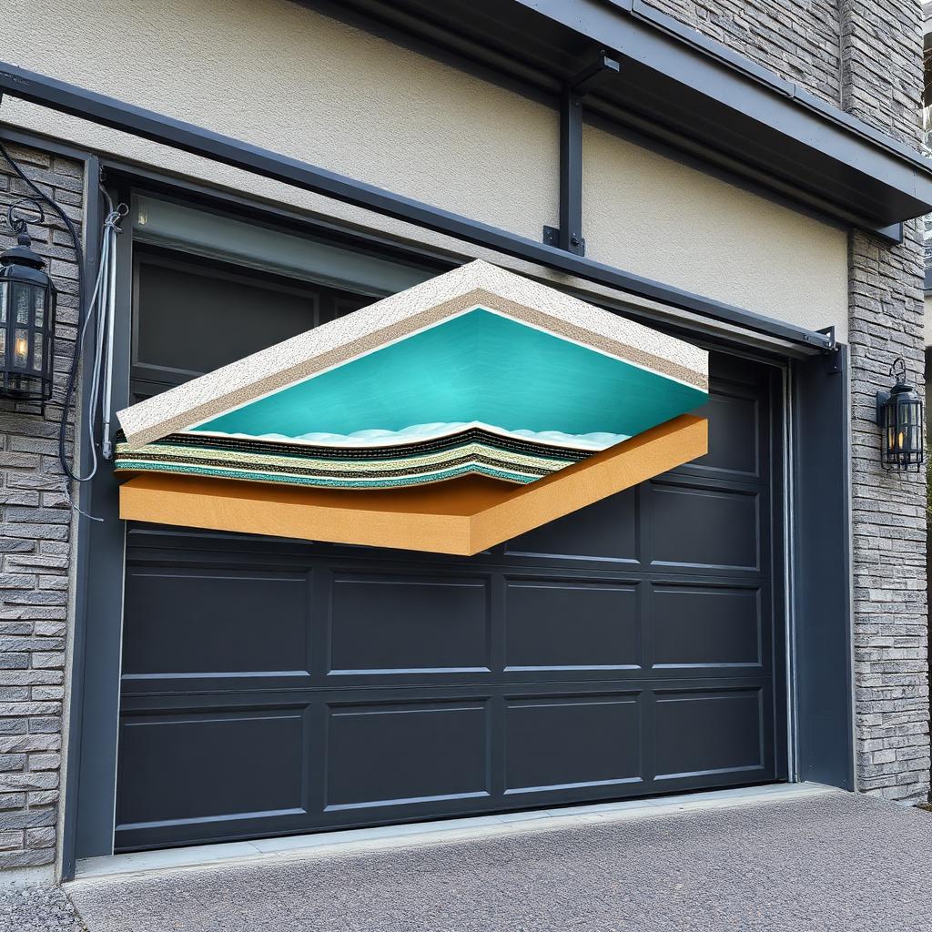 Technician performing preventive maintenance on insulated garage door